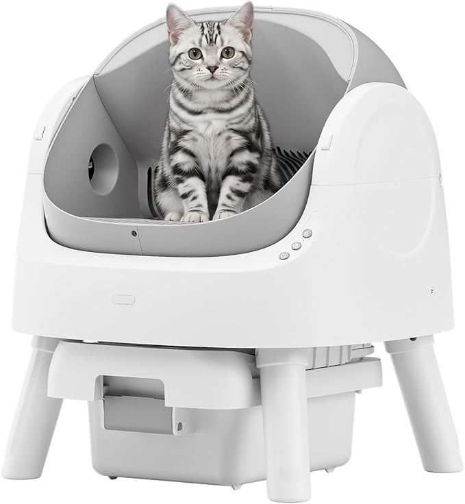 Automatic Self-Cleaning Cat Litter Box for Multiple Cats | Open-Top Design with Integrated Safety Protection & Ultra-Quiet Operation