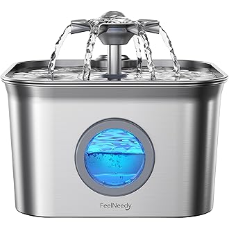 Stainless Steel Cat Water Fountain | 74 oz (2.2L) Automatic Pet Water Fountain with 6 Filters & 6 Pump Sponges | Ultra-Quiet Water Dispenser for Cats & Small Dogs