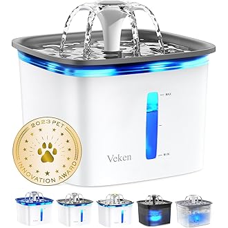 Stainless Steel Cat Water Fountain | 74 oz (2.2L) Automatic Pet Water Fountain with 6 Filters & 6 Pump Sponges | Ultra-Quiet Water Dispenser for Cats & Small Dogs