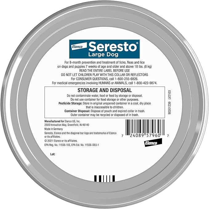 819TKGtBu9L._AC_SX679_-1.jpg Seresto Flea & Tick Prevention Collar for Large Dogs | 8-Month Protection | Vet-Recommended