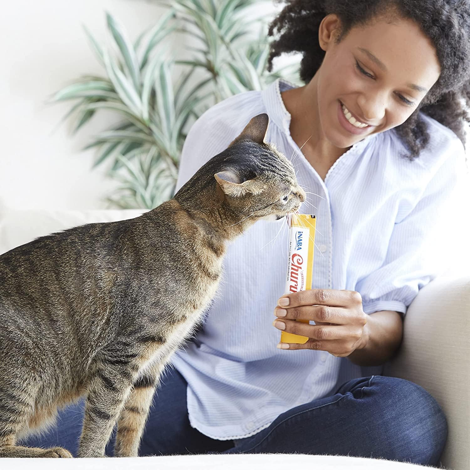 INABA Churu Grain-Free Lickable Cat Treats | Creamy Purée Cat Treats with Farm-Raised Chicken & Wild Tuna | High-Moisture Squeezable Treats
