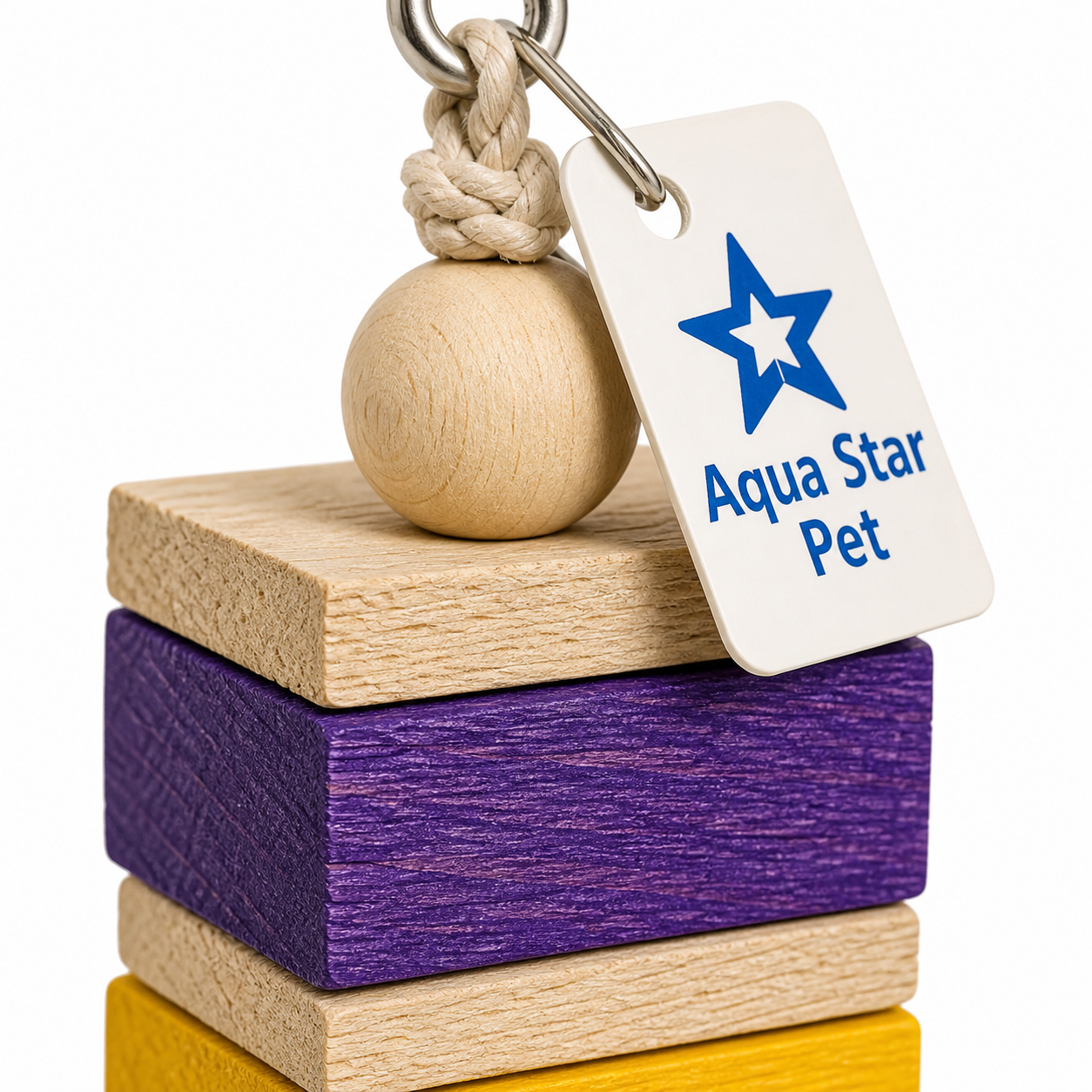 Aqua Star Pet Colorful Wooden Block Bird Toy Hanging Chew Toy for Parrots Budgies Cockatiels Cage Toy
