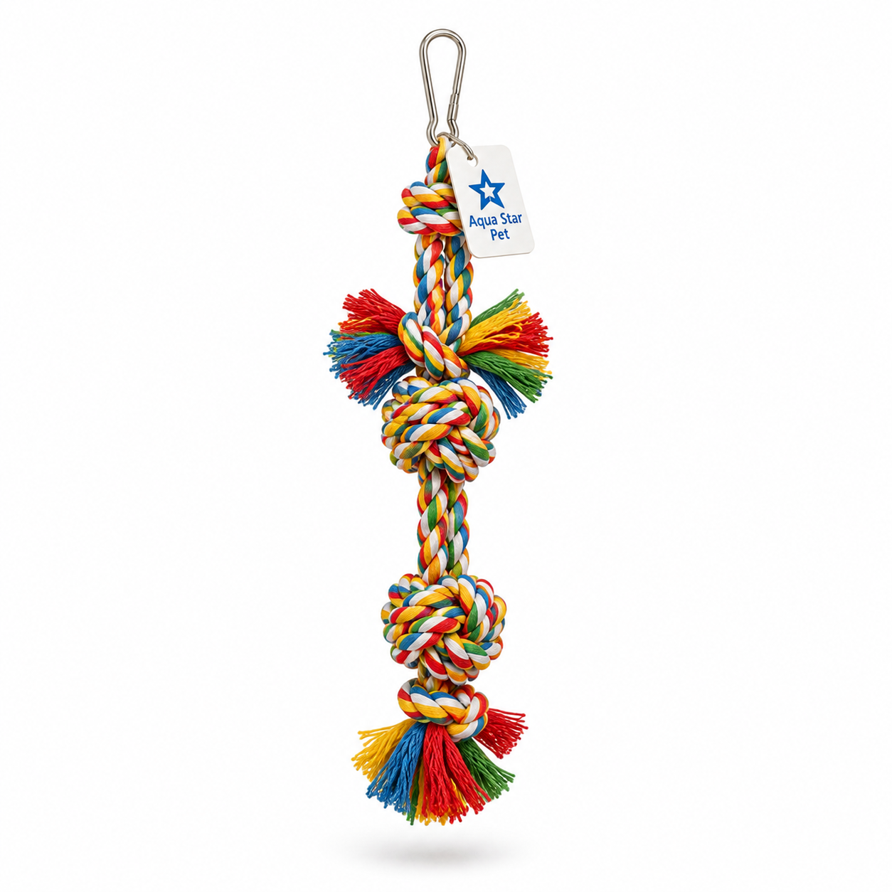 Aqua Star Pet Colorful Rope Knot Bird Toy Hanging Chew Toy for Parrots Budgies Cockatiels Cage Toy